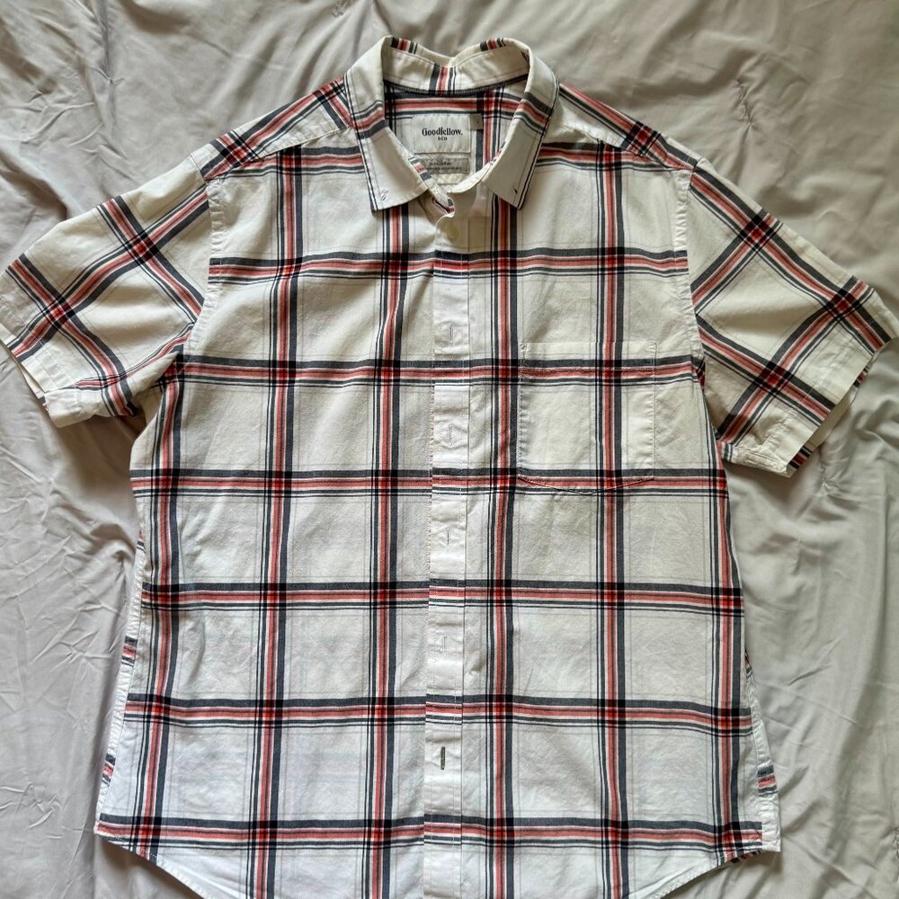 Goodfellow & Co Slim Short Sleeve Button Down Shirt, Size Large